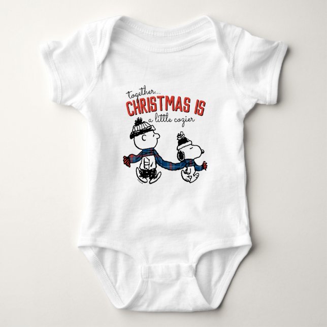 Erdnüsse | Snoopy & Charlie Brown Winter Scarf Baby Strampler (Vorderseite)