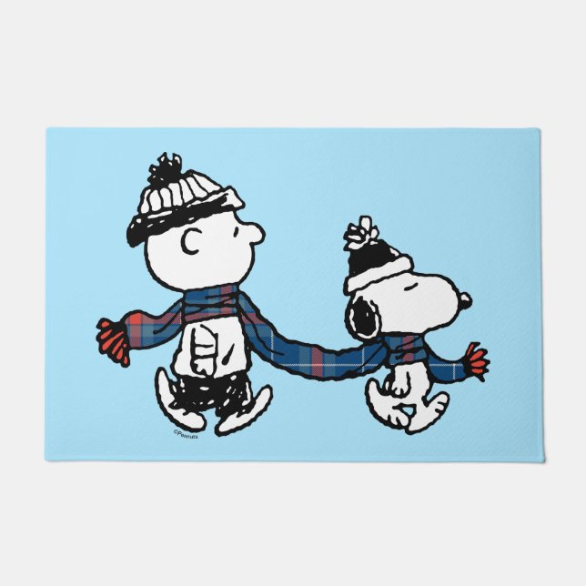 Erdnüsse | Snoopy & Charlie Brown Winter Scarf Fußmatte (Vorderseite)