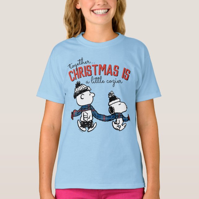 Erdnüsse| Snoopy & Charlie Brown Winterskarte T-Shirt (Vorderseite)