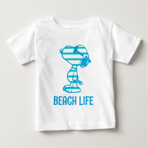 Erdnüsse Snoopy Cyan Stripes Sonnenbrille Baby T-shirt