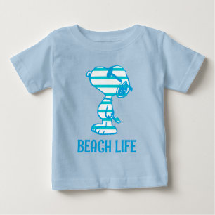 Erdnüsse Snoopy Cyan Stripes Sonnenbrille Baby T-shirt
