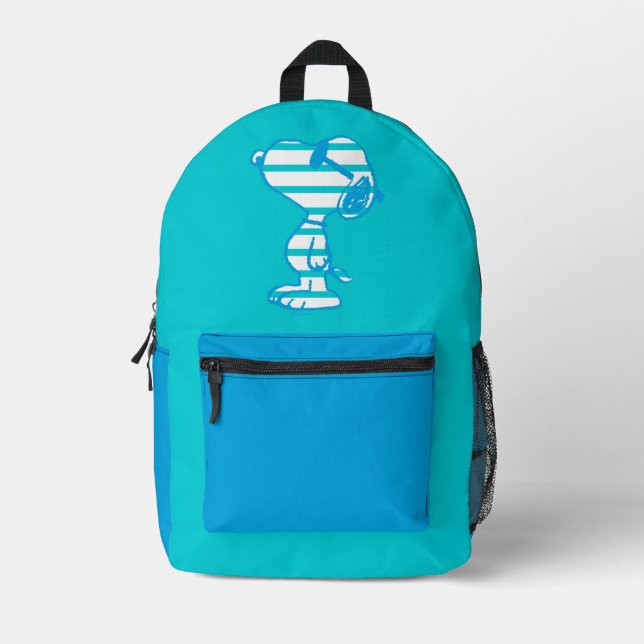 Erdnüsse | Snoopy Cyan Stripes Sonnenbrille Bedruckter Rucksack (Vorderseite)