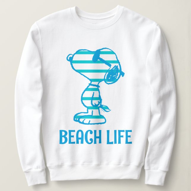 Erdnüsse | Snoopy Cyan Stripes Sonnenbrille Sweatshirt (Design vorne)