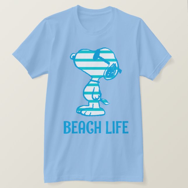 Erdnüsse | Snoopy Cyan Stripes Sonnenbrille T-Shirt (Design vorne)