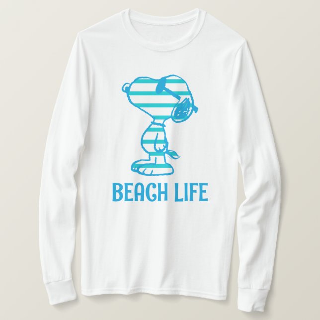 Erdnüsse | Snoopy Cyan Stripes Sonnenbrille T-Shirt (Design vorne)