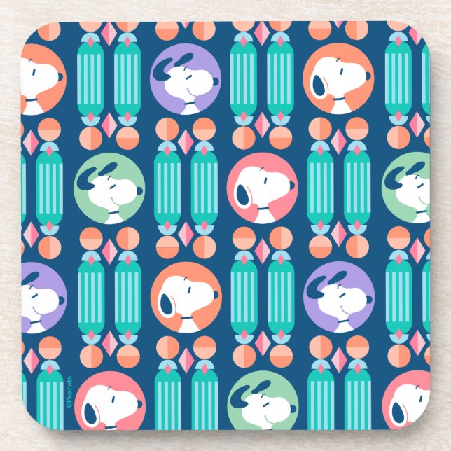 Erdnüsse | Snoopy Dark Blue Deko Dreams Pattern Getränkeuntersetzer (Vorderseite)
