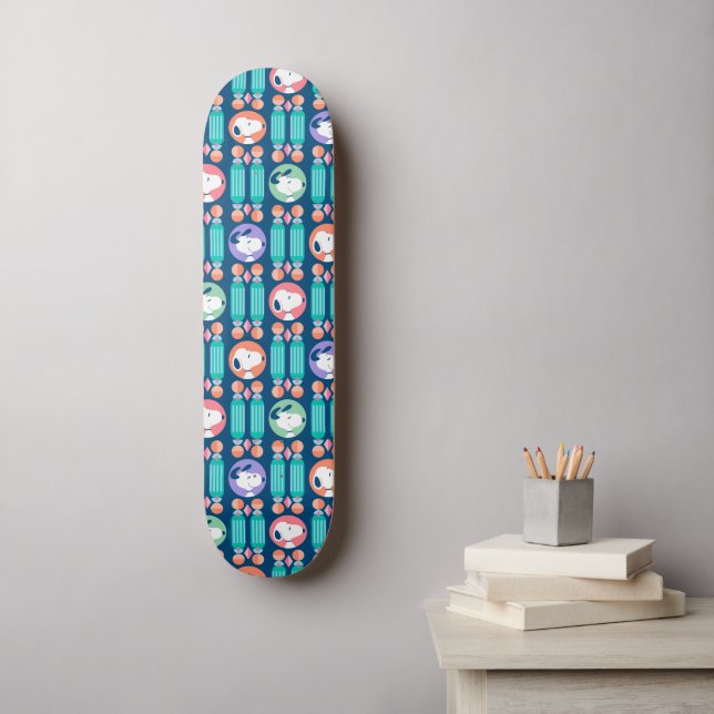 Erdnüsse | Snoopy Dark Blue Deko Dreams Pattern Skateboard (Wandkunst)