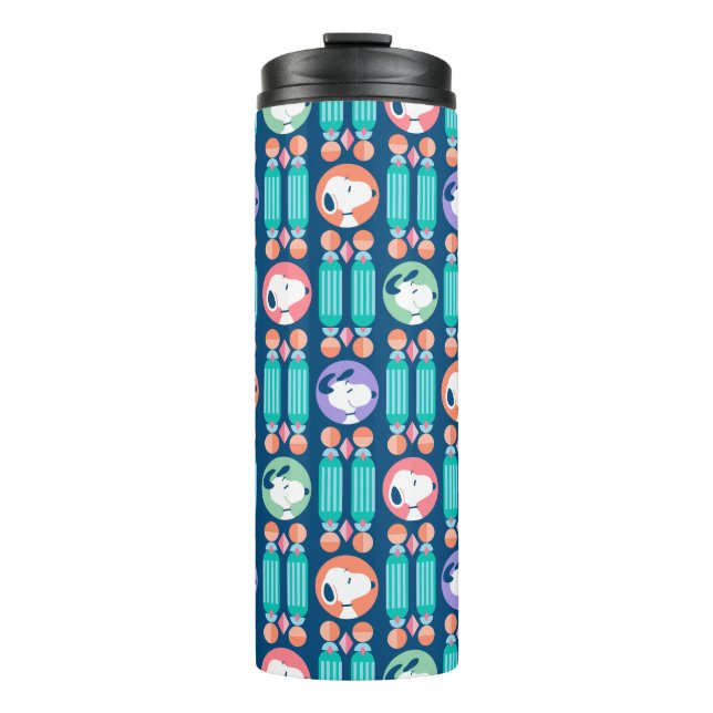 Erdnüsse | Snoopy Dark Blue Deko Dreams Pattern Thermosbecher (Vorderseite)