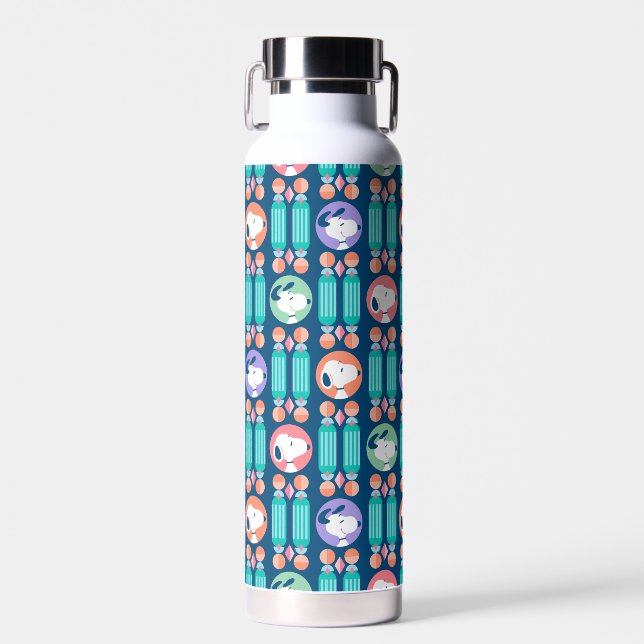 Erdnüsse | Snoopy Dark Blue Deko Dreams Pattern Trinkflasche (Vorne)