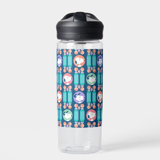 Erdnüsse | Snoopy Dark Blue Deko Dreams Pattern Trinkflasche (Vorderseite)