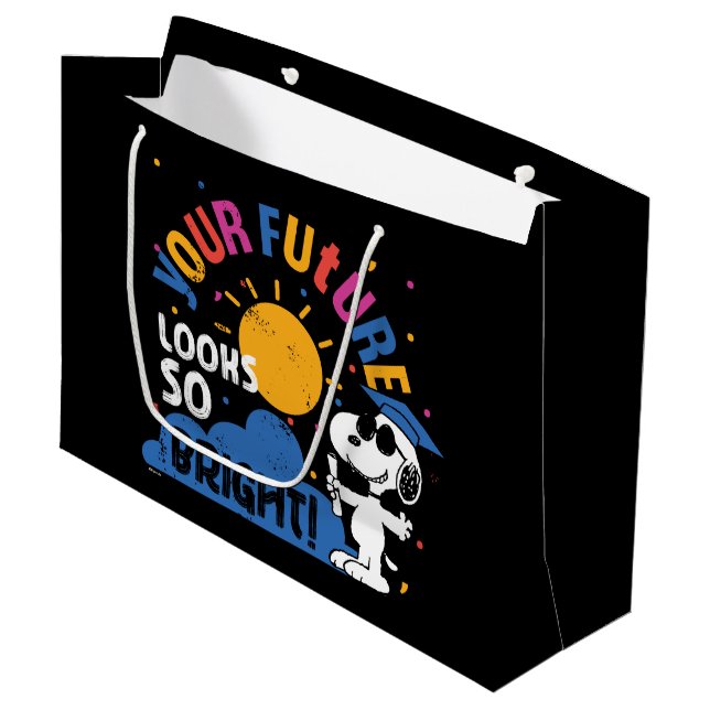 Erdnüsse Snoopy Deine Zukunft sieht so hell aus Große Geschenktüte (Vorderseite Schrägansicht)