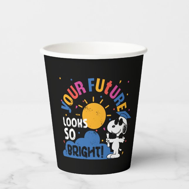 Erdnüsse Snoopy Deine Zukunft sieht so hell aus Pappbecher (Vorderseite)