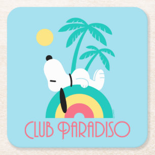 Erdnüsse   Snoopy Deko Dreams Club Paradiso Rechteckiger Pappuntersetzer