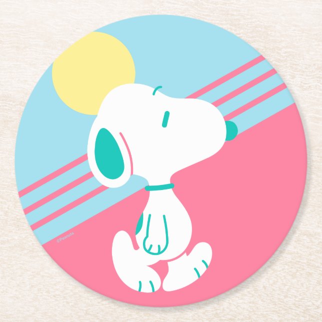 Erdnüsse | Snoopy Deko Dreams Sun Runder Pappuntersetzer (Vorderseite)