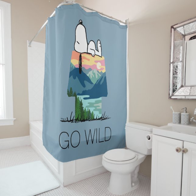 Erdnüsse | Snoopy Dog House Sunrise Duschvorhang (Beispiel)