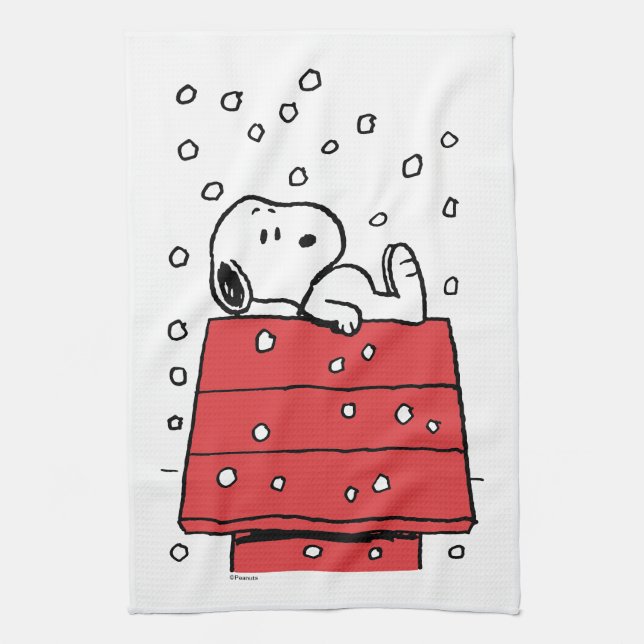 Erdnüsse | Snoopy Doghouse Snowflakes Geschirrtuch (Vertikal)