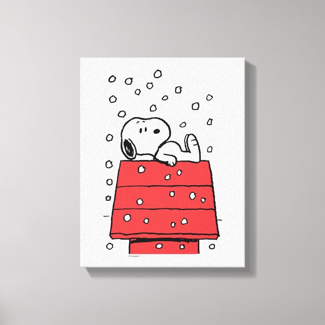 Erdnüsse | Snoopy Doghouse Snowflakes Leinwanddruck (Vorderseite)