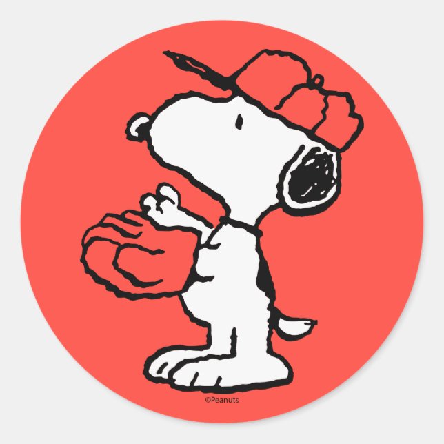 Erdnüsse | Snoopy Fang machen Runder Aufkleber (Vorderseite)