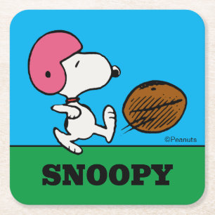 Erdnüsse   Snoopy Football Kicker Rechteckiger Pappuntersetzer