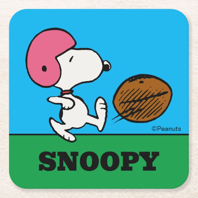 Erdnüsse | Snoopy Football Kicker Rechteckiger Pappuntersetzer (Vorderseite)