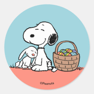 Erdnüsse   Snoopy Frohe Ostern Runder Aufkleber