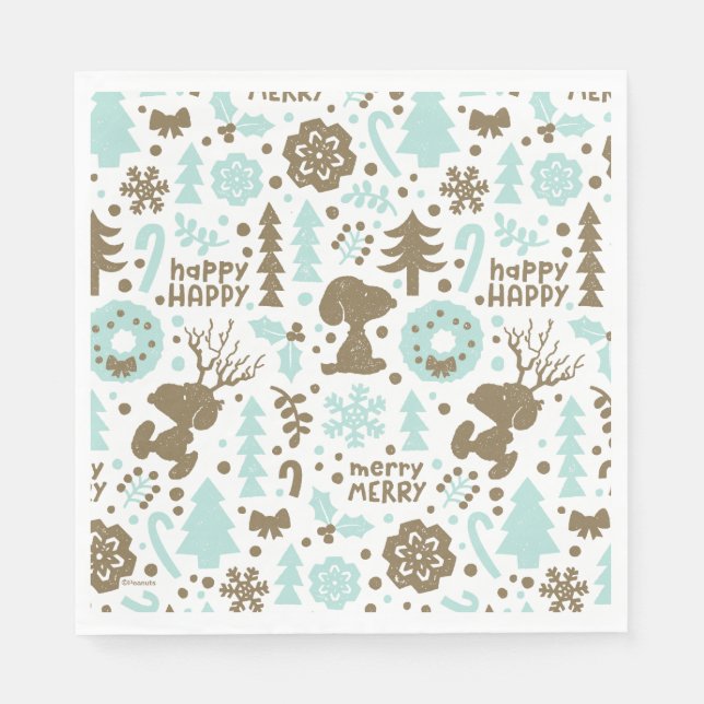 Erdnüsse | Snoopy Frostiges Weihnachtsmuster Serviette (Vorderseite)