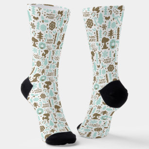 Erdnüsse   Snoopy Frostiges Weihnachtsmuster Socken