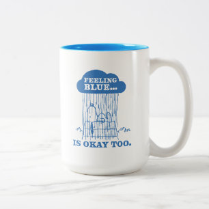 Erdnüsse   Snoopy Gefühl Blau ist auch in Ordnung Zweifarbige Tasse