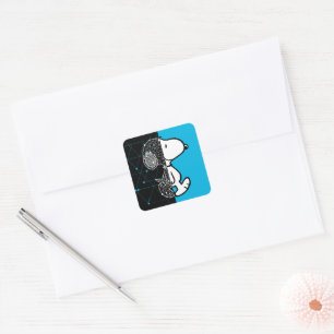 Erdnüsse   Snoopy Geometric Design Quadratischer Aufkleber