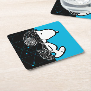 Erdnüsse   Snoopy Geometric Design Rechteckiger Pappuntersetzer