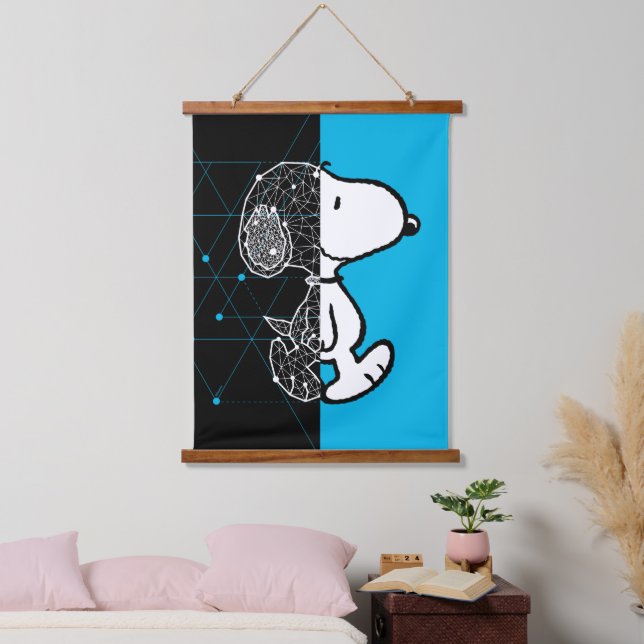 Erdnüsse | Snoopy Geometric Design Wandteppich Mit Holzrahmen (Schlafzimmer)