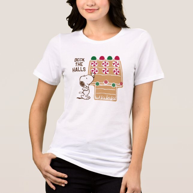 Erdnüsse | Snoopy Gingerbrot House Tri-Blend Shirt (Vorderseite)