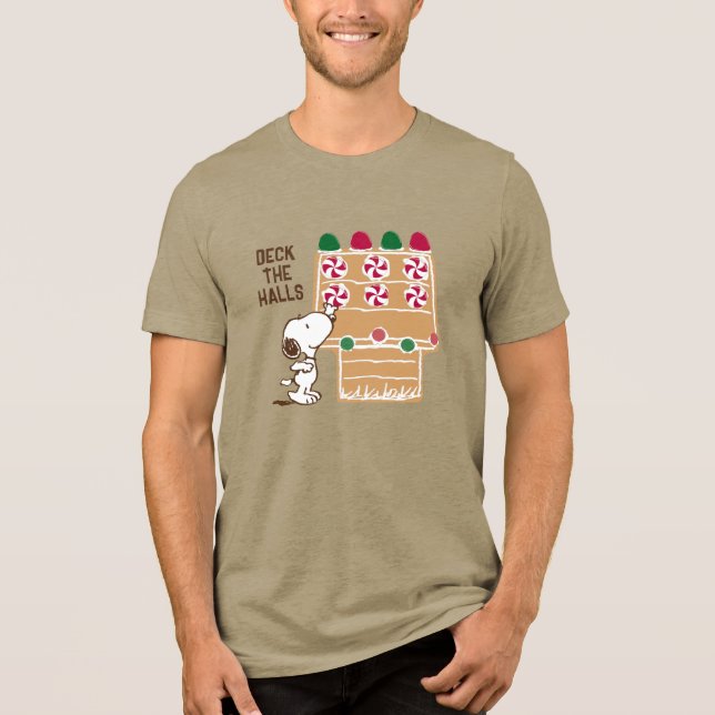 Erdnüsse | Snoopy Gingerbrot House Tri-Blend Shirt (Vorderseite)