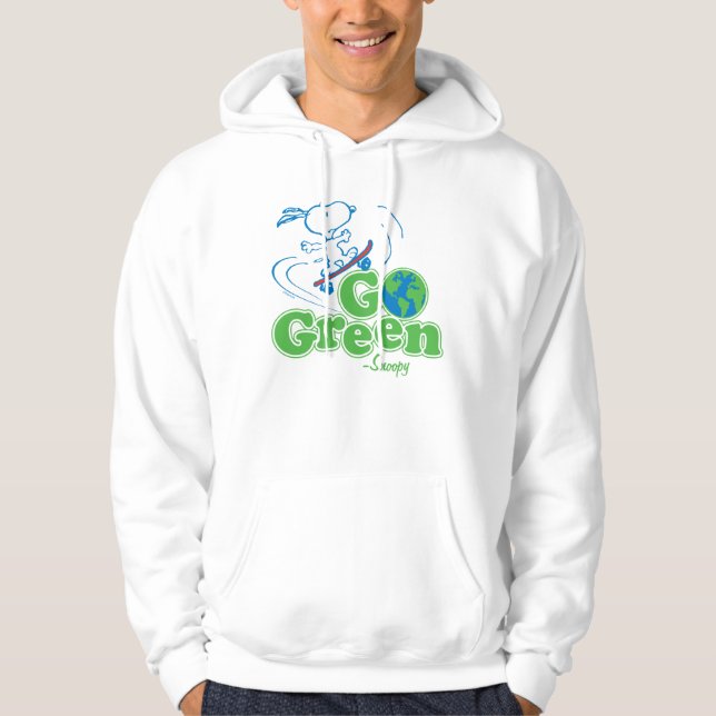 Erdnüsse | Snoopy Go Green Skate Board Hoodie (Vorderseite)