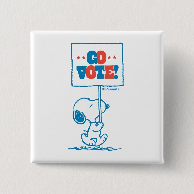 Erdnüsse | Snoopy - Go Vote Sign Button (Vorderseite)
