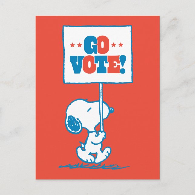 Erdnüsse | Snoopy - Go Vote Sign Postkarte (Vorderseite)