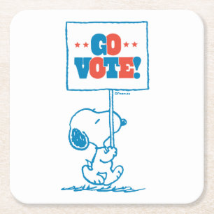 Erdnüsse   Snoopy - Go Vote Sign Rechteckiger Pappuntersetzer