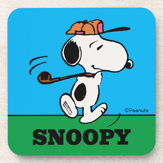 Erdnüsse | Snoopy Golf Swing Getränkeuntersetzer (Vorderseite)