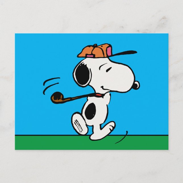 Erdnüsse | Snoopy Golf Swing Postkarte (Vorderseite)