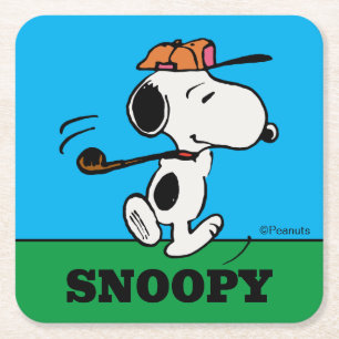 Erdnüsse   Snoopy Golf Swing Rechteckiger Pappuntersetzer