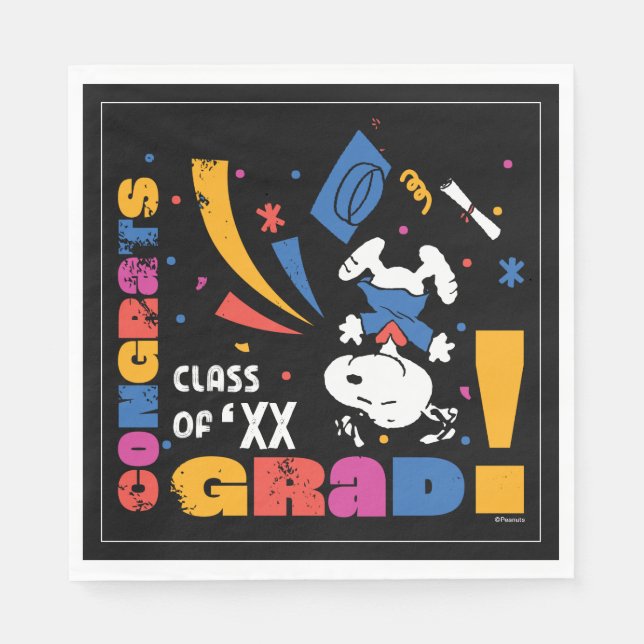 Erdnüsse Snoopy Gratuliere Absolvent Abschluss Kon Serviette (Vorderseite)