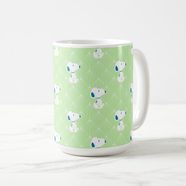 Erdnüsse | Snoopy Green Deko Dreams Pattern Kaffeetasse (VorderseiteRechts)