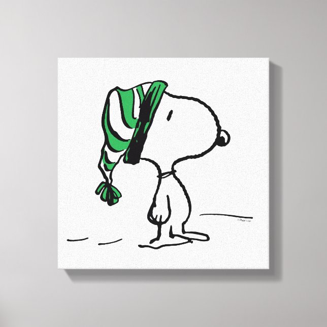 Erdnüsse | Snoopy Green Snow Cap Leinwanddruck (Vorderseite)