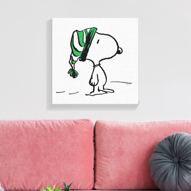 Erdnüsse | Snoopy Green Snow Cap Leinwanddruck (Insitu (Wohnzimmer))