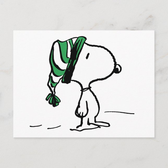 Erdnüsse | Snoopy Green Snow Cap Postkarte (Vorderseite)