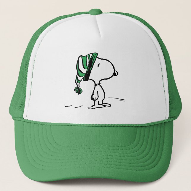 Erdnüsse | Snoopy Green Snow Cap Truckerkappe (Vorderseite)