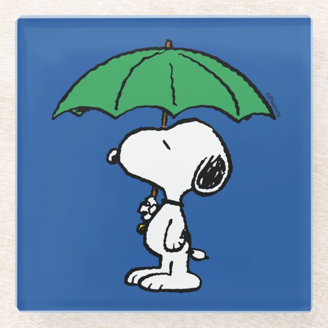 Erdnüsse | Snoopy Green Umbrella Glasuntersetzer (Vorderseite)