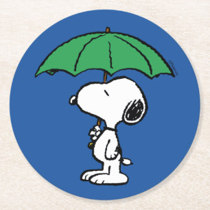 Erdnüsse   Snoopy Green Umbrella Runder Pappuntersetzer