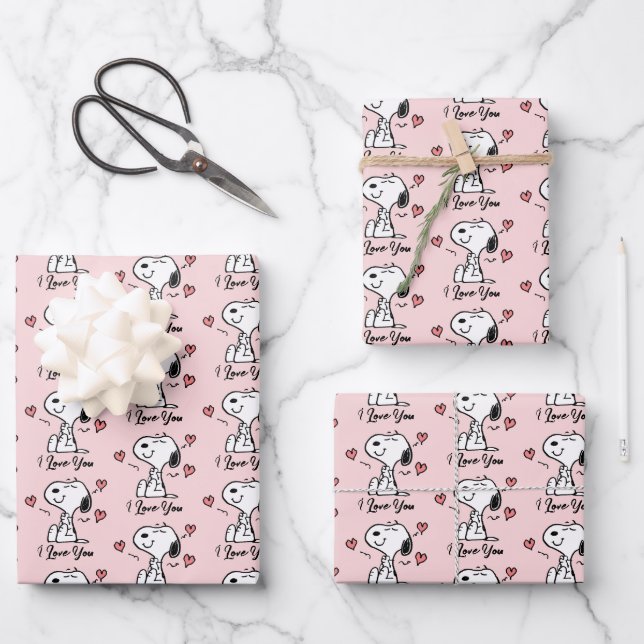 Erdnüsse | Snoopy Hearts Geschenkpapier Set (Vorderseite)
