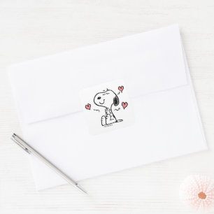 Erdnüsse   Snoopy Hearts Quadratischer Aufkleber